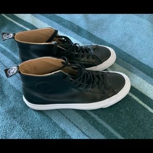 PF Flyers Black Leather Rambler High Top
